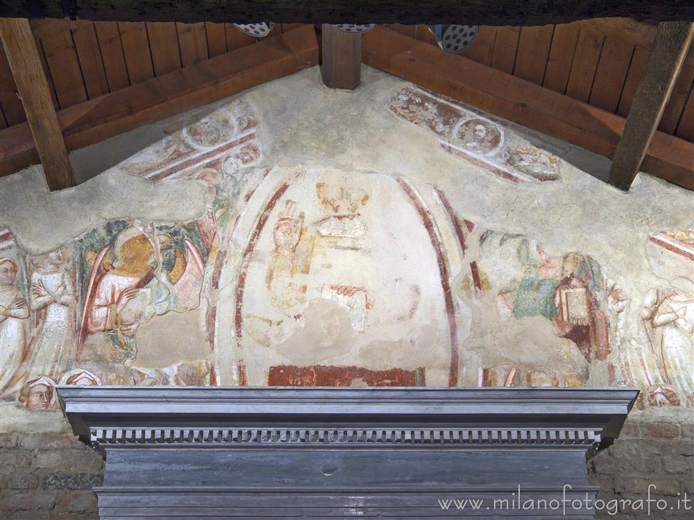 Milan (Italy) - Late medieval frescoes on the bottom wall of the Small Church of the Saints Filippo and Giacomo